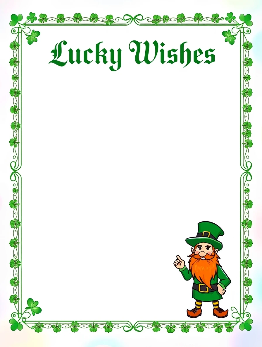 Elegant Shamrock Vine With Lucky Title — Leprechaun Letter template