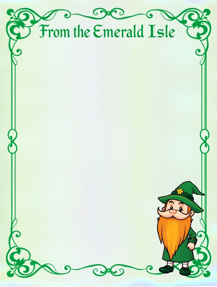 Elegant Swirl Border With Wise Leprechaun — Leprechaun Letter template