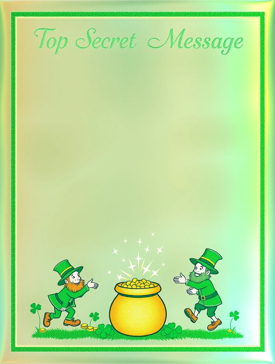 Glittering Green Frame With Gold Seekers — Leprechaun Letter template