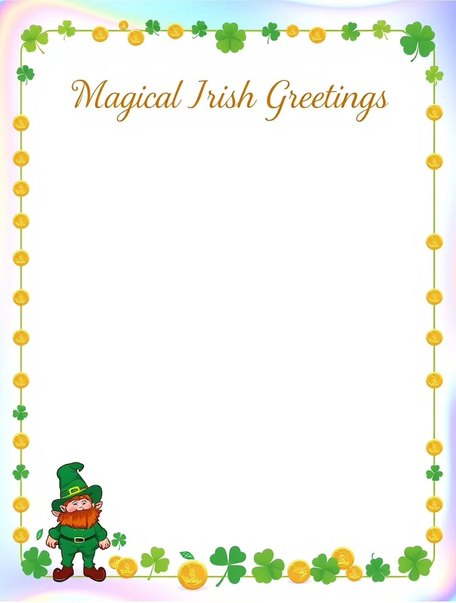 Gold And Clover Border With Leprechaun — Leprechaun Letter template