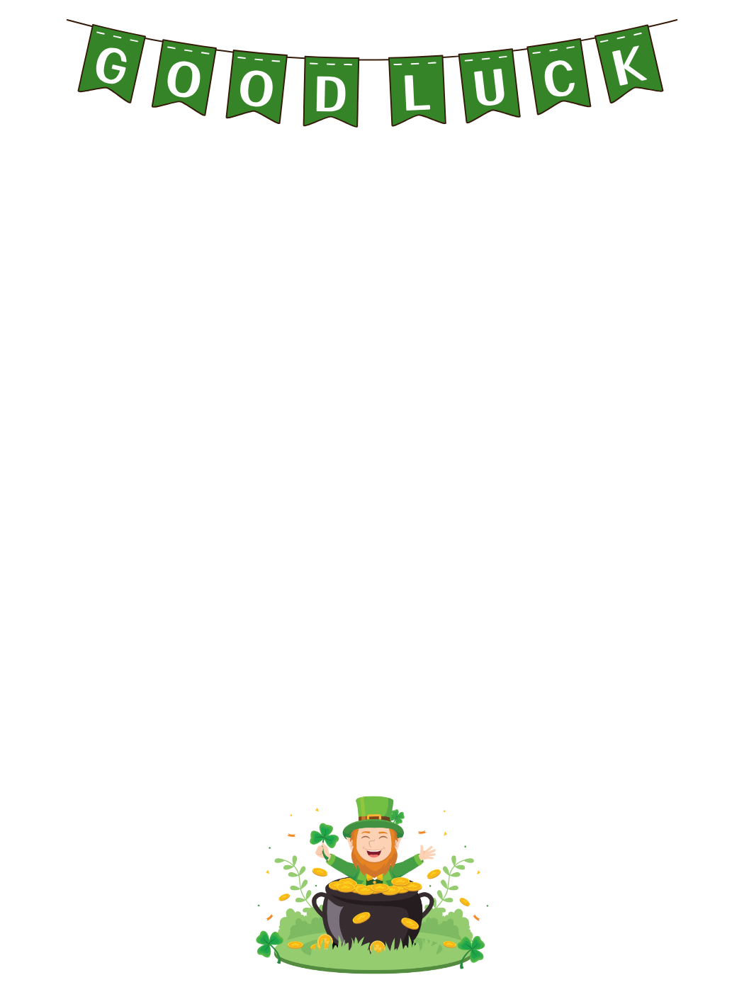 Good Luck Banner With Pot Of Gold — Leprechaun Letter template