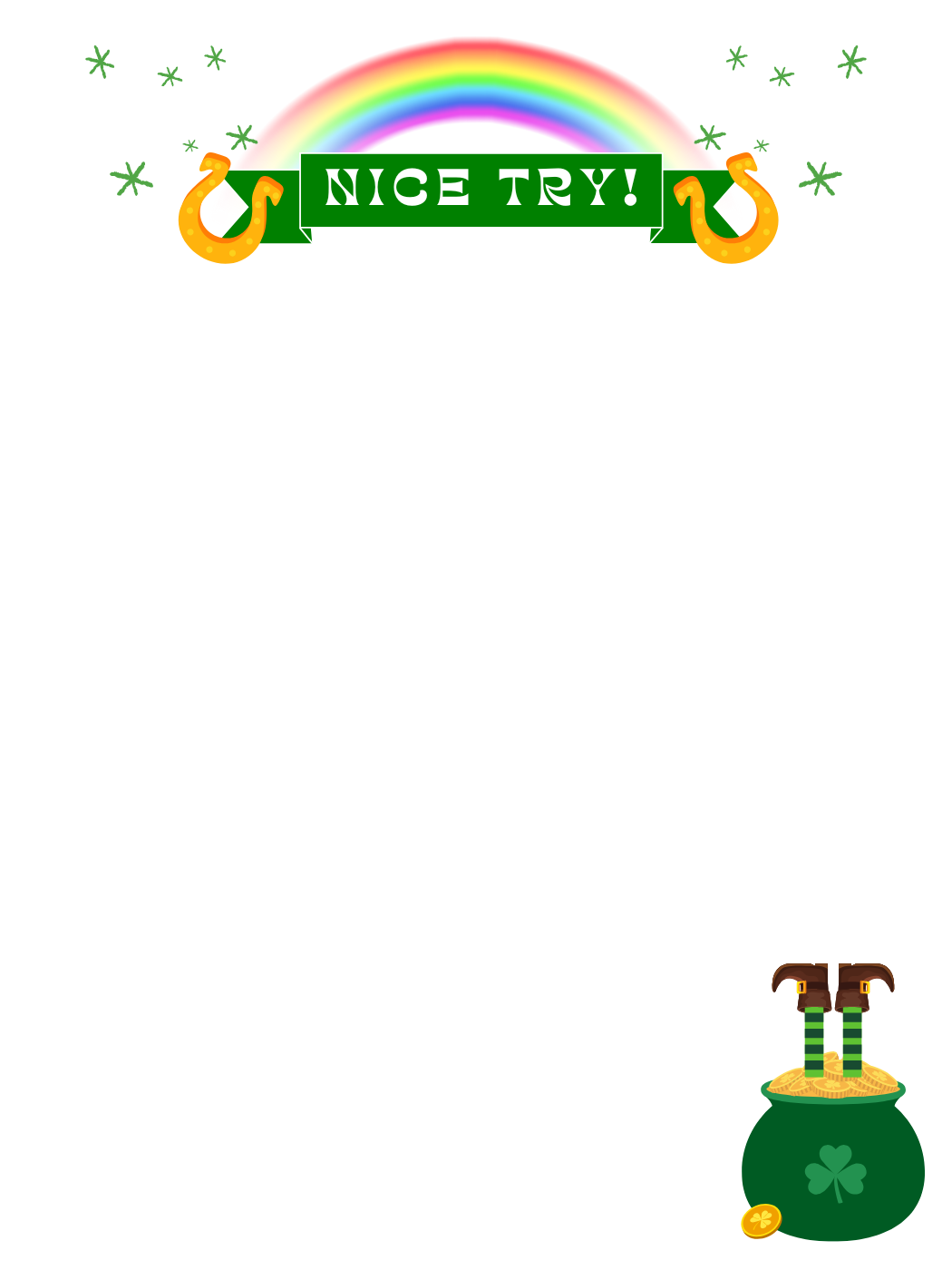 Lucky Rainbow With Golden Horseshoes Design — Leprechaun Letter template