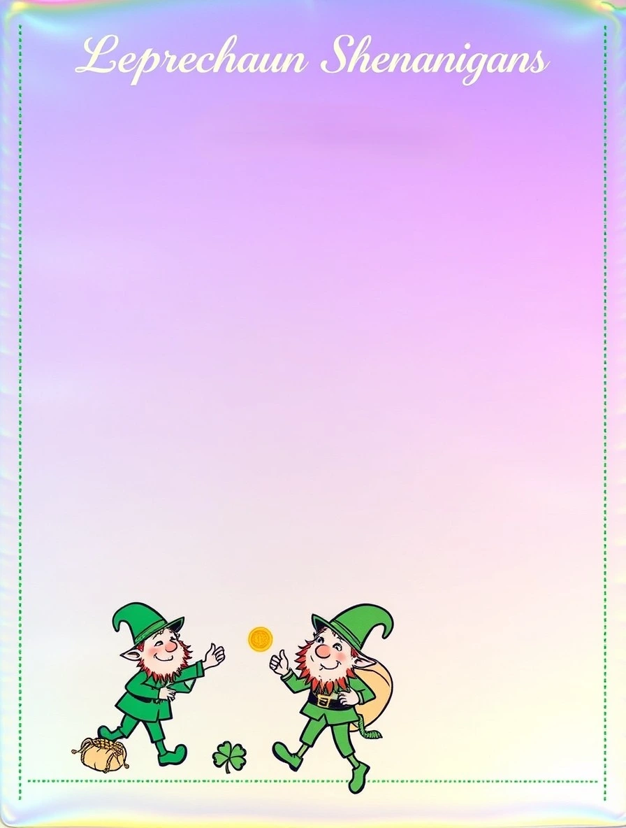 Pastel Rainbow Leprechauns Playing Catch — Leprechaun Letter template