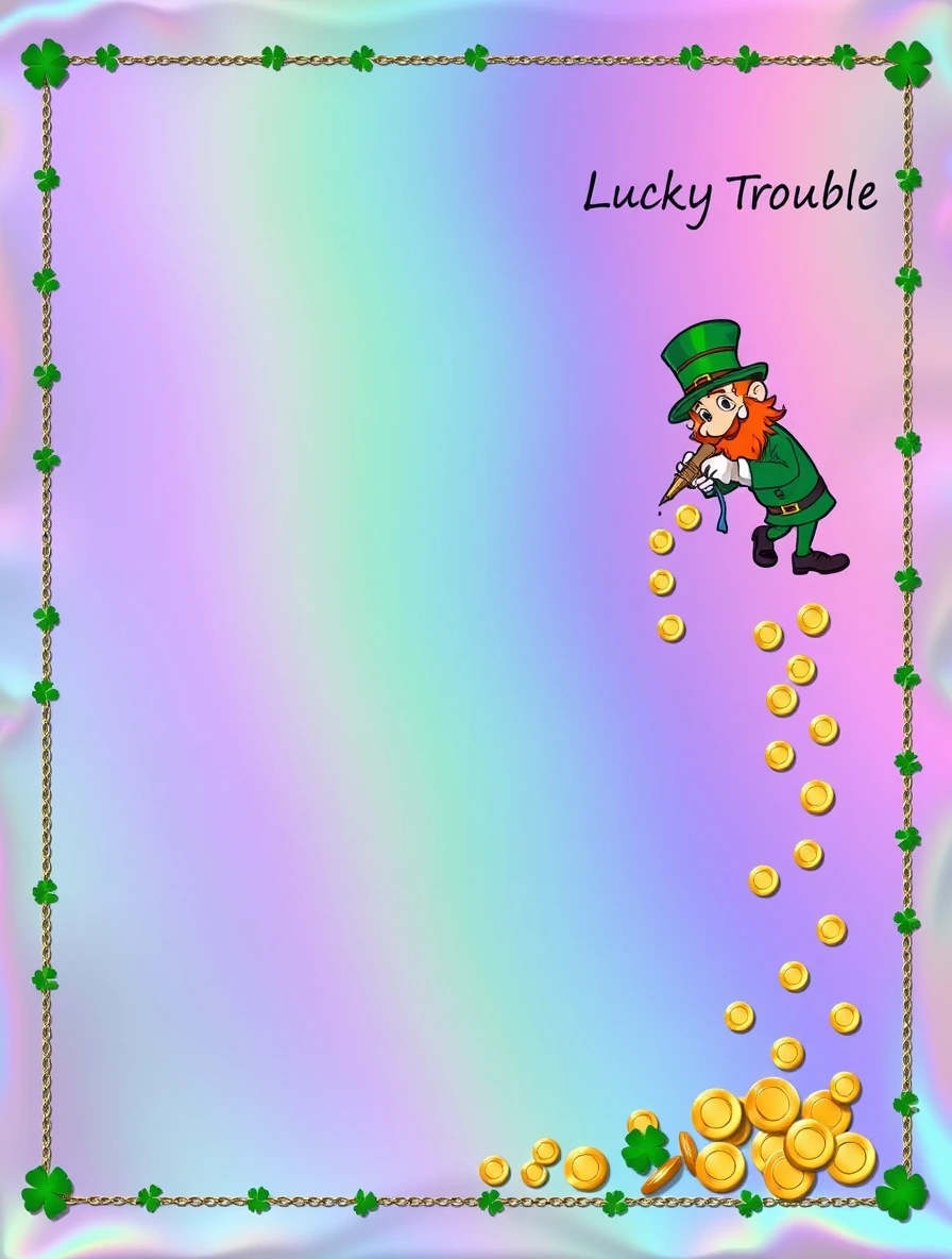 Rainbow Chain Border With Coin Trail — Leprechaun Letter template