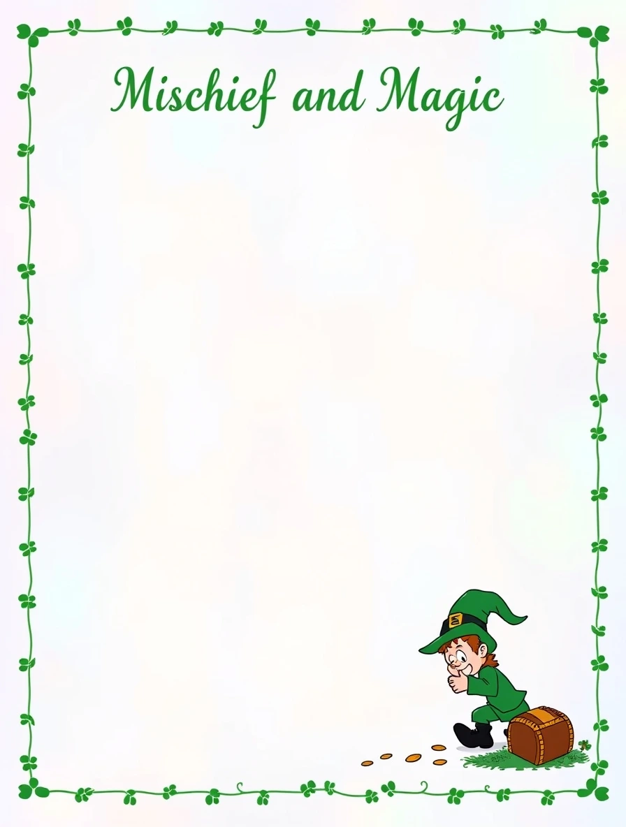 Shamrock Vine Border With Treasure Seeker — Leprechaun Letter template