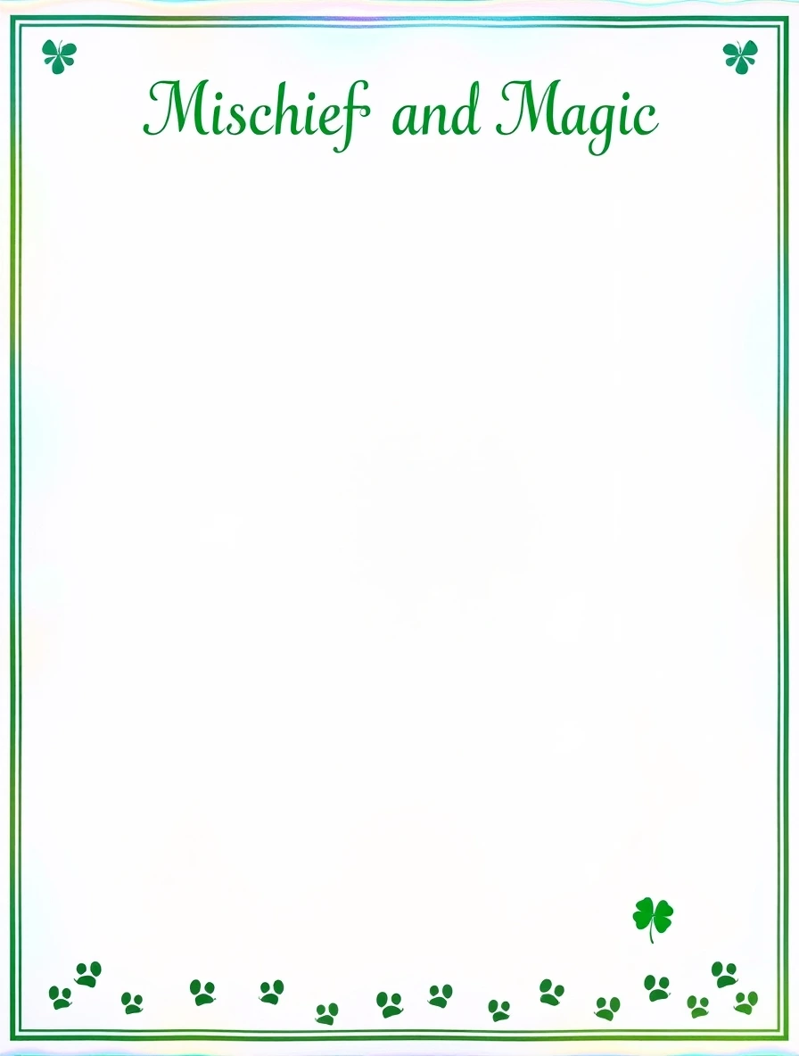 Simple Green Frame With Clover Footprints — Leprechaun Letter template
