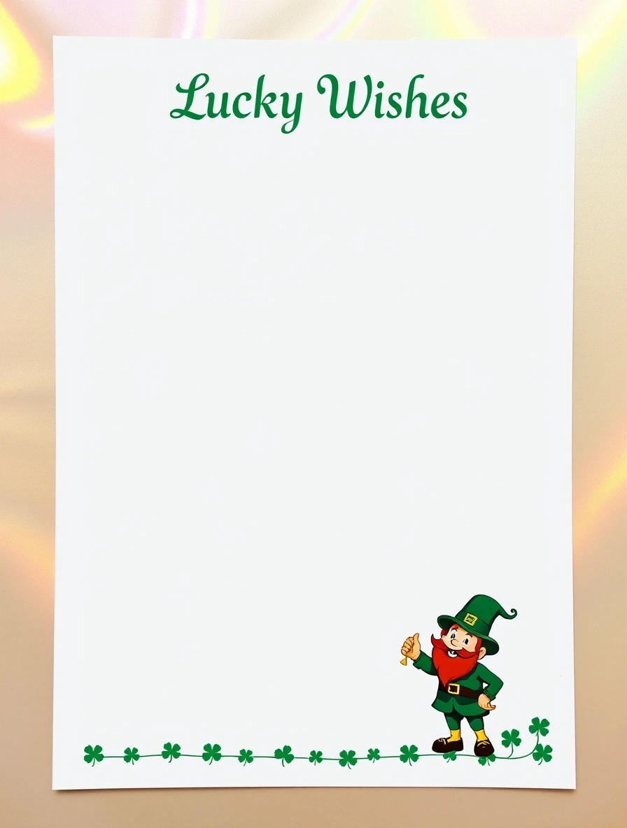 Simple White With Bottom Shamrock Border — Leprechaun Letter template
