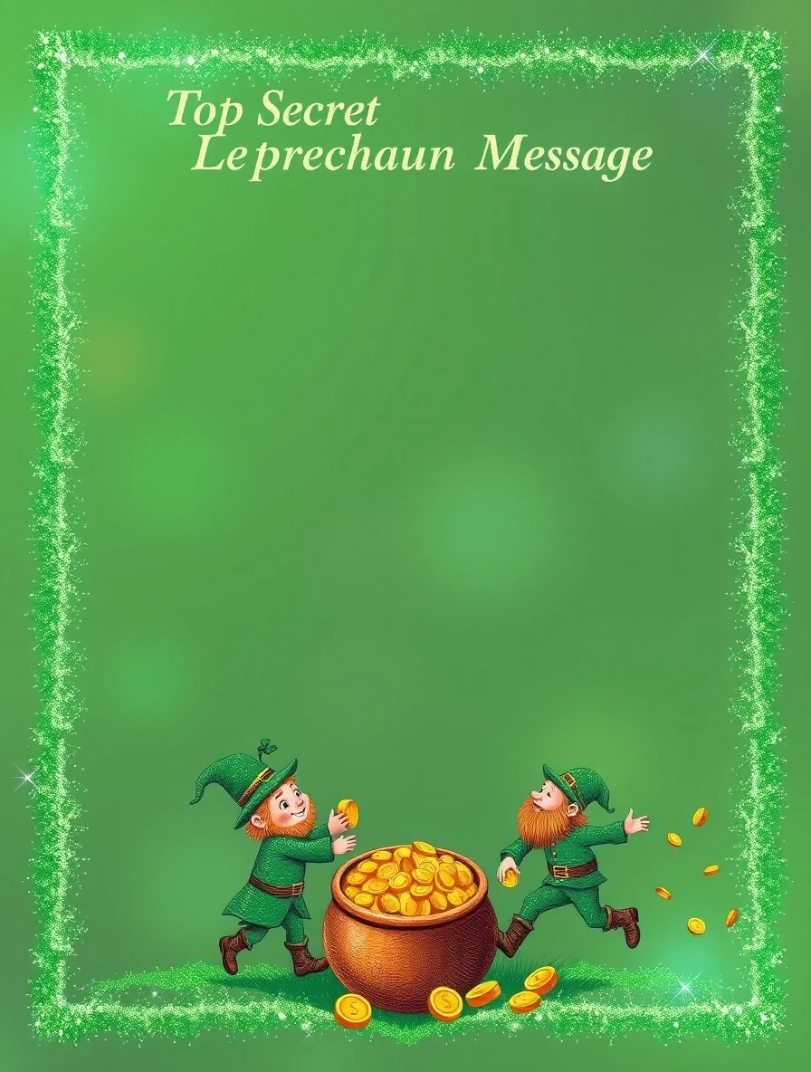 Sparkling Emerald Frame With Coin Collectors — Leprechaun Letter template