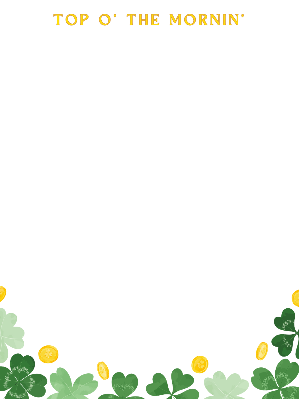 Top O' The Mornin' Shamrock Border — Leprechaun Letter template