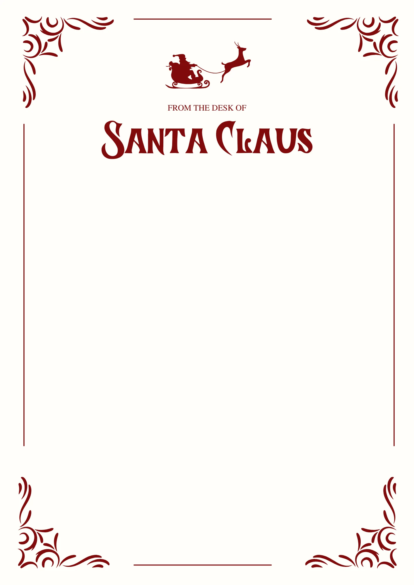 Deep Red Reindeer — Santa Letter template