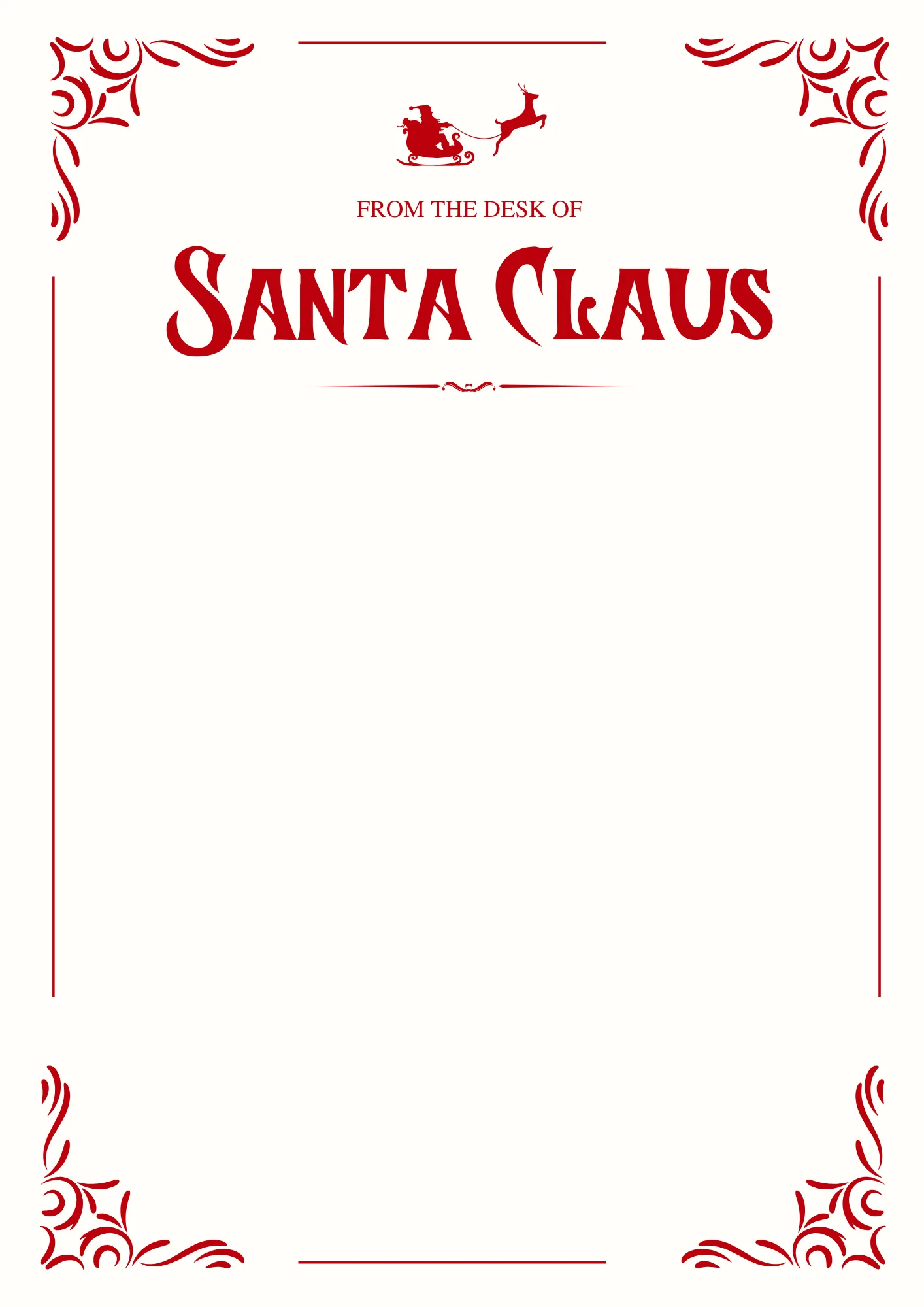 Red Reindeer — Santa Letter template
