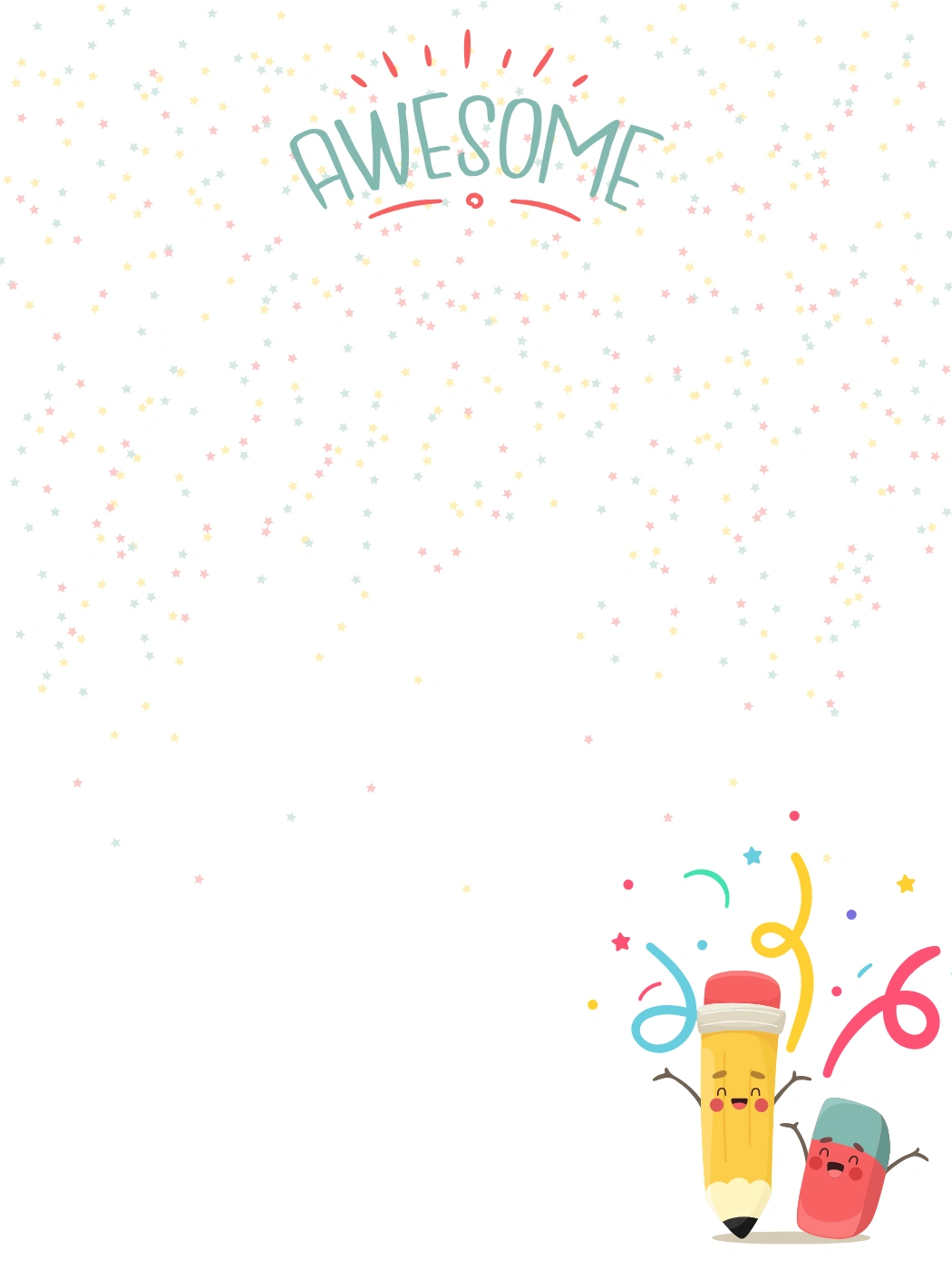 Celebratory Stars Pencil Eraser Design — Back to School Letter template