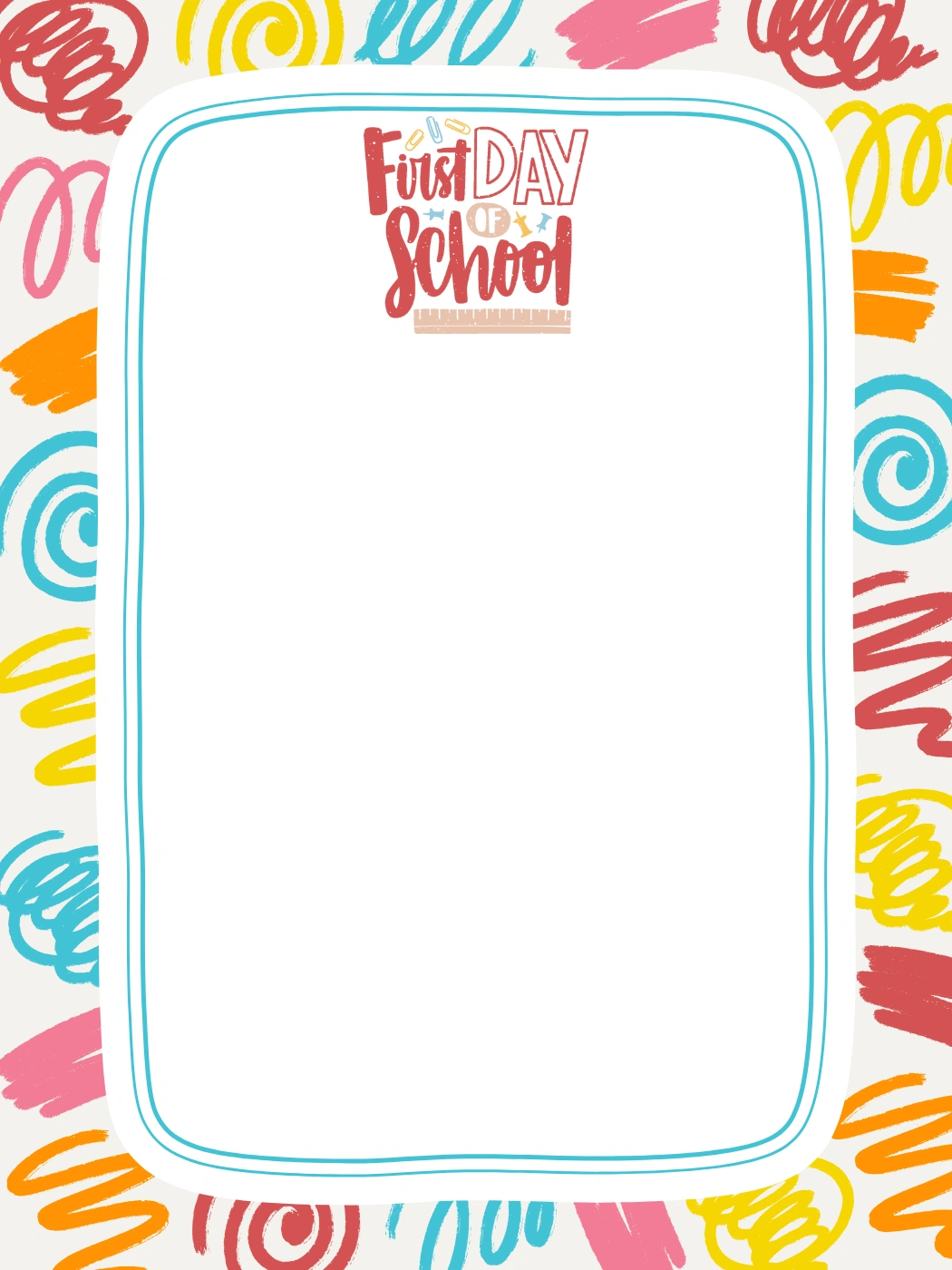 Colorful School Doodle Celebration Frame — Back to School Letter template