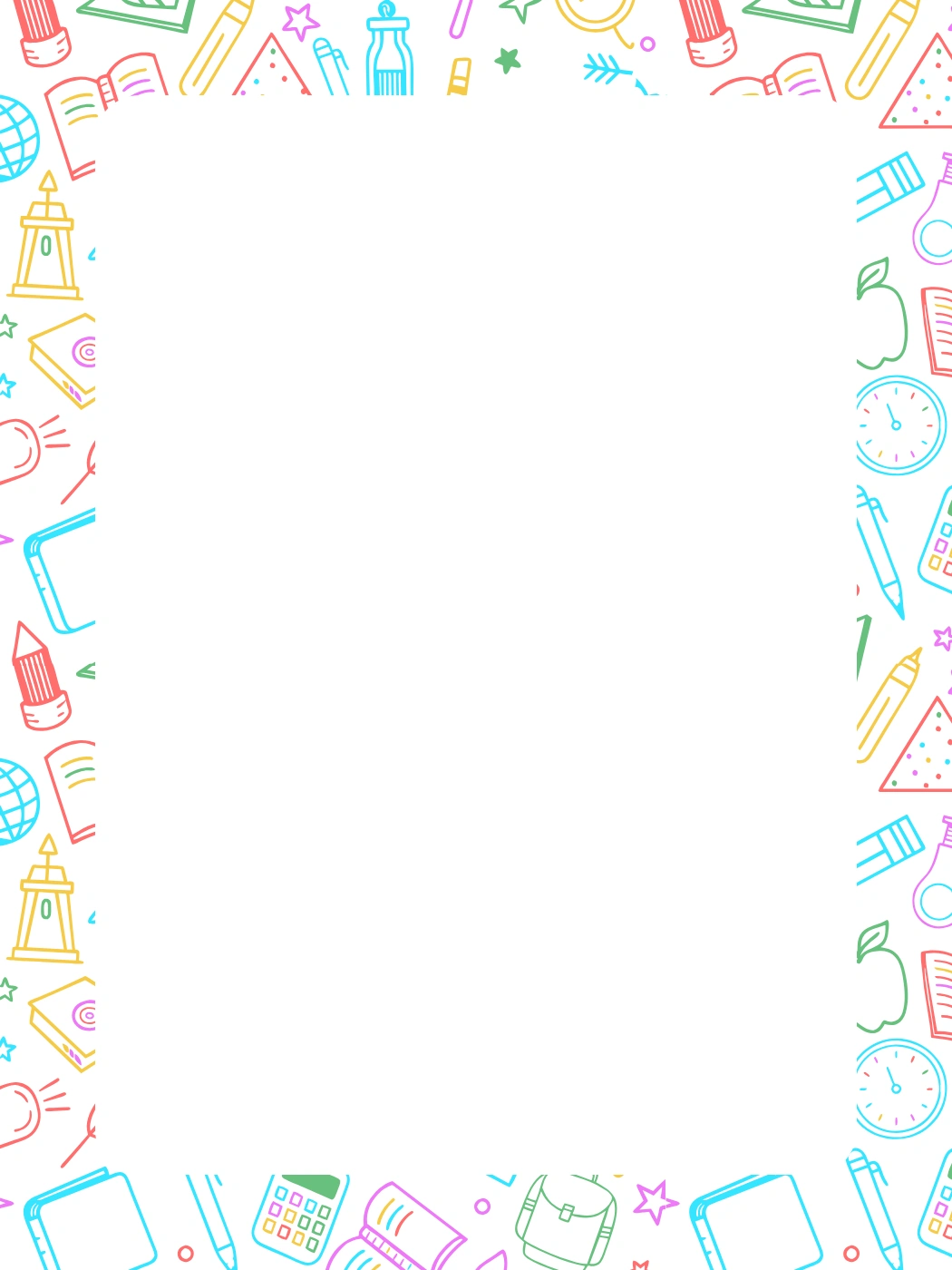 Colorful School Supply Line Art — Back to School Letter template