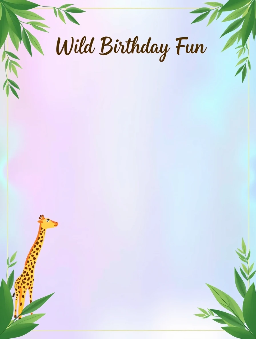 Jungle Safari Leaf Frame Design — Birthday Letter template