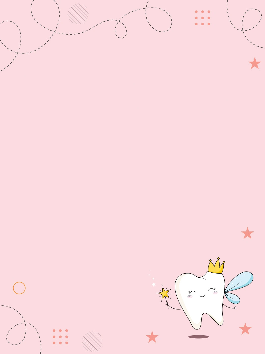 Pink with Crowned Tooth — Tooth Fairy Letter template