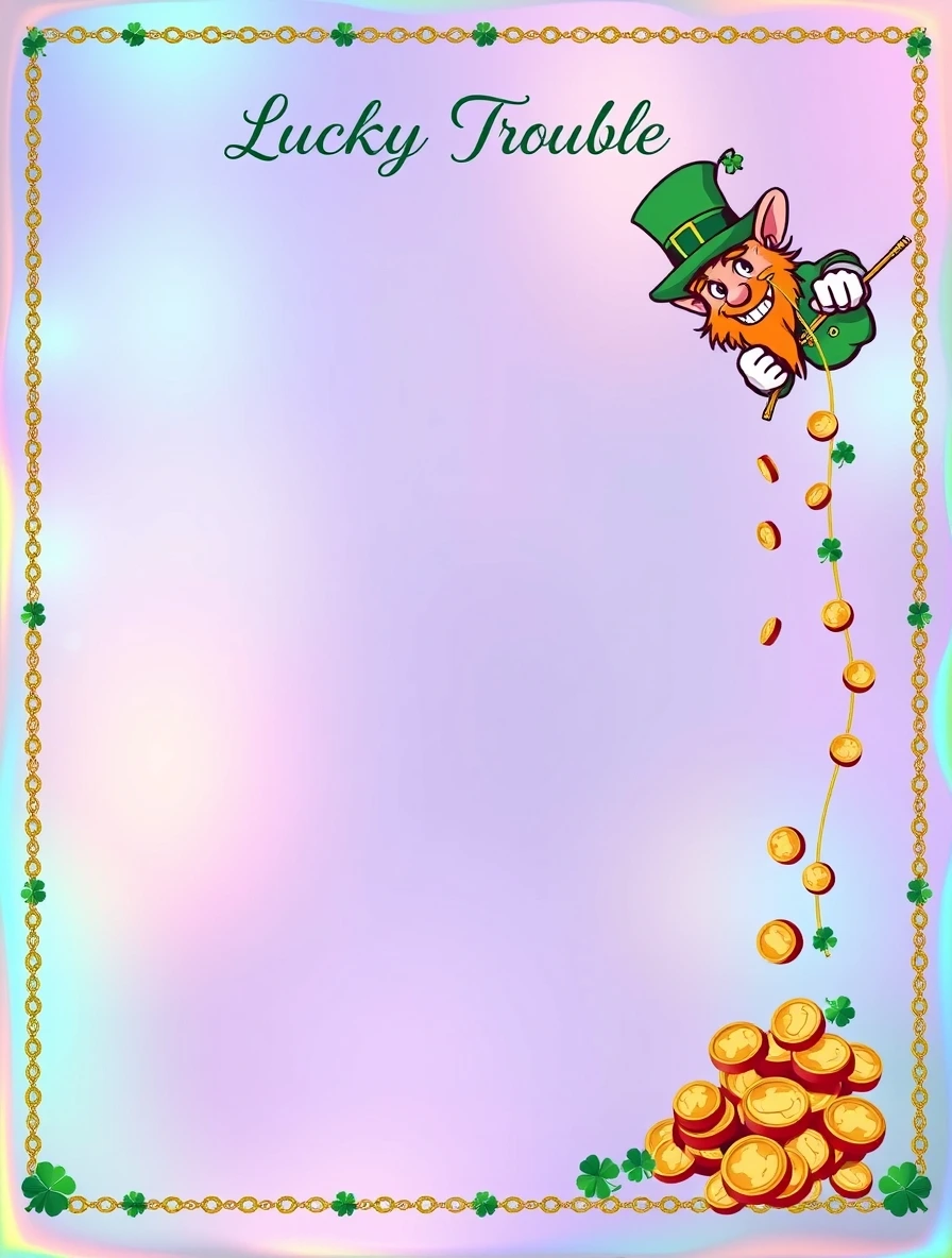 Rainbow Background With Gold Coin Trail — Leprechaun Letter template