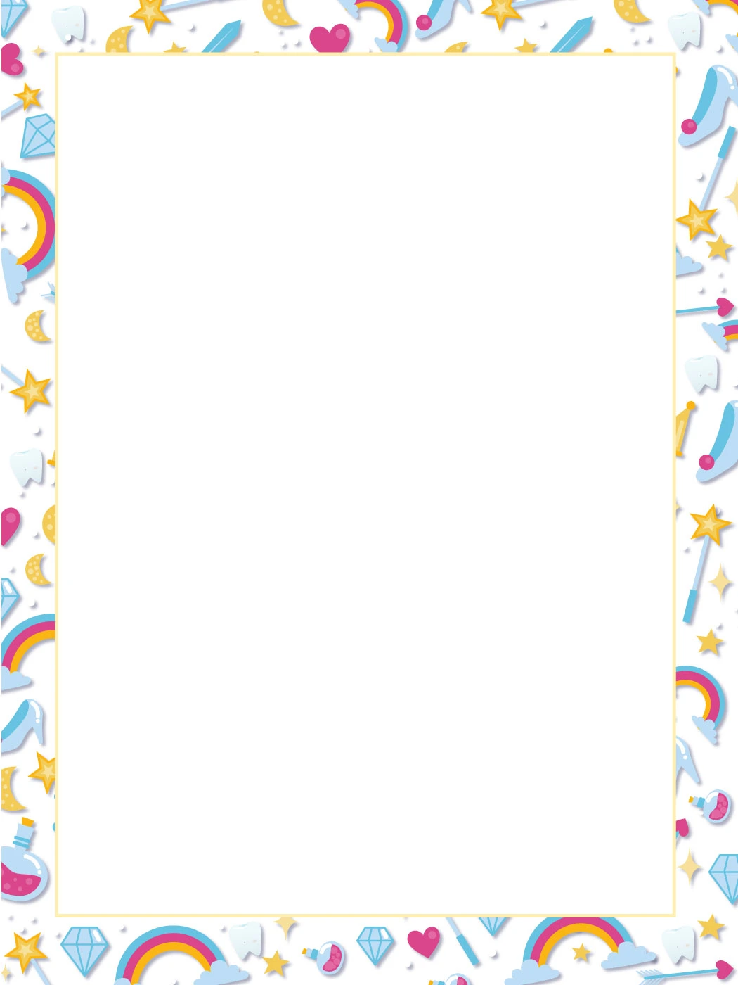 White with Colorful Icons — Tooth Fairy Letter template